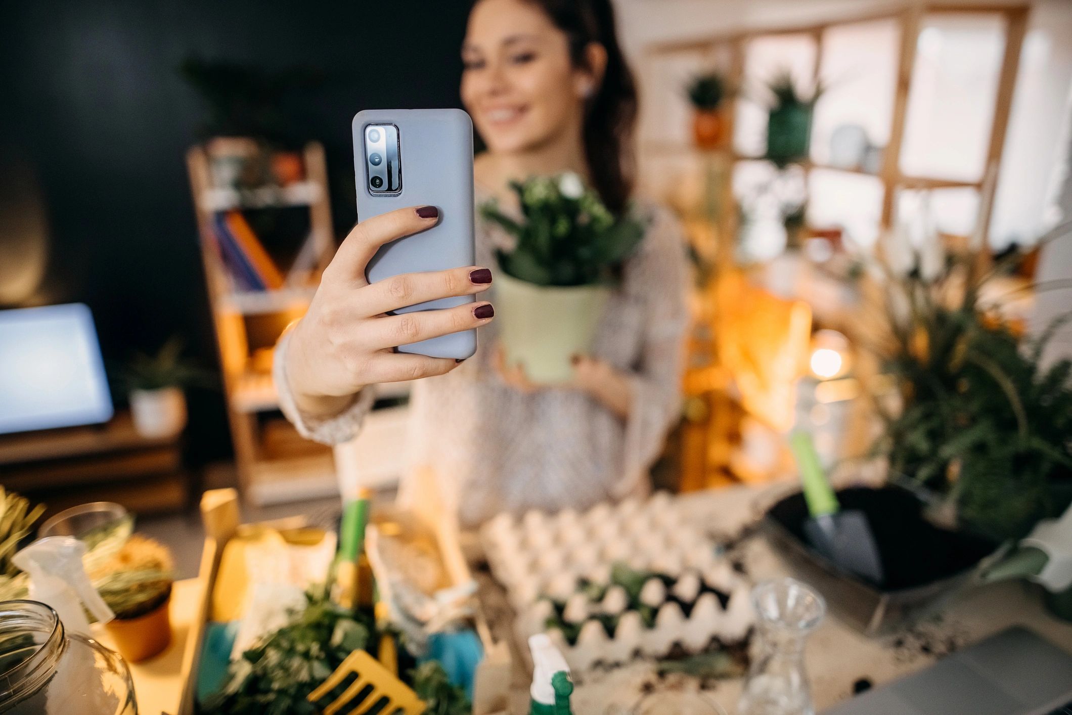 eco-friendly phone case with floral design, sustainable materials, bright and natural look